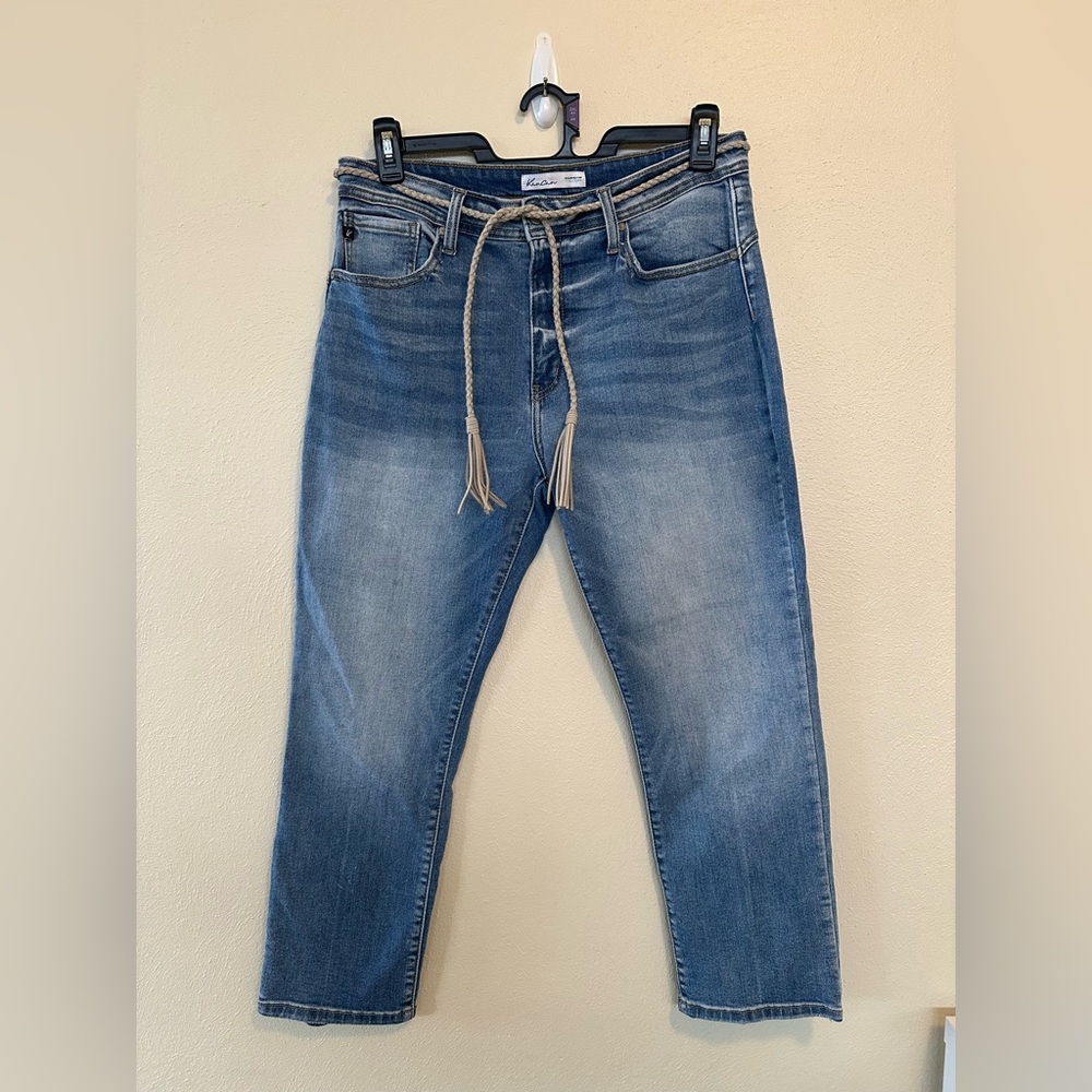 Kancan Denim Straight Jeans Embroidered Pocket Size 30 Medium Wash Spring